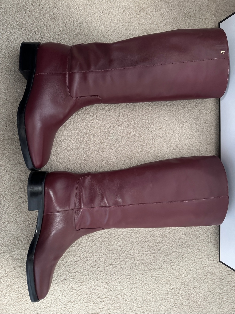 Larroude Women's Tall Riding Boots - Burgundy - Picture 8 of 12